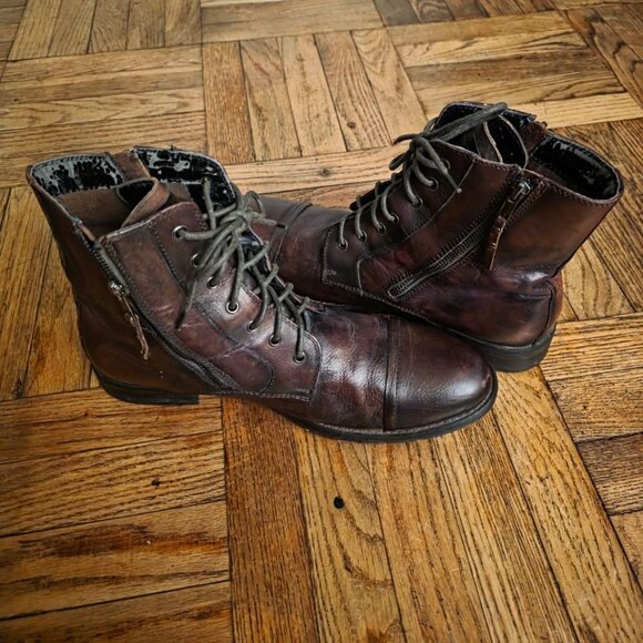 Kenneth Cole Reaction Hit Men Leather Lace Up Boots, Size 11 US Men - Picture 5 of 10